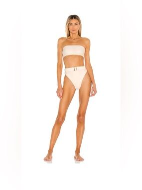 Camila Coelho Catarina High-Waist Bikini set in Creme